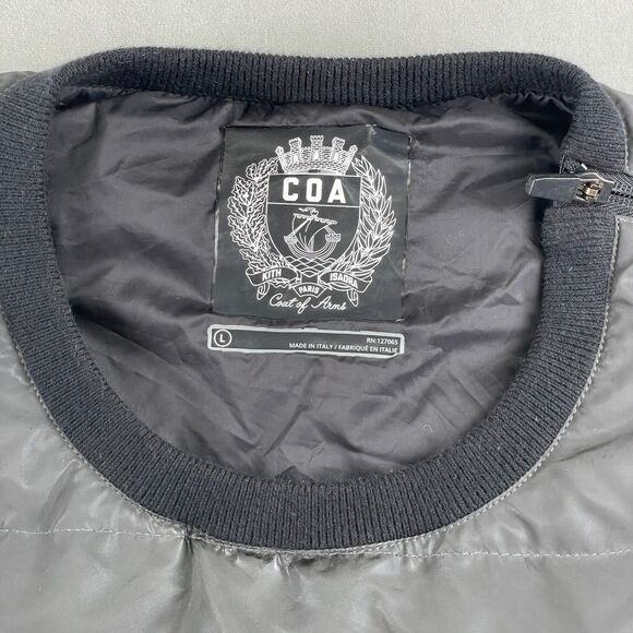 Kith x Isaora COA Down Crewneck Sweater Men L Gray Black Insulated Made in Italy - Picture 12 of 13